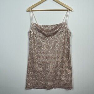 AMERICAN EAGLE Champagne Beige Sequin Sleeveless Dress Womens Sz Small NEW NWT